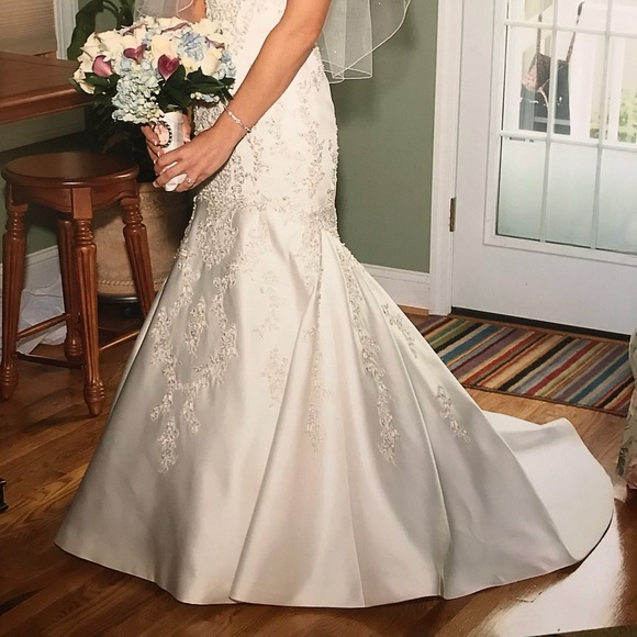 Waters Too Hand beaded, satin bridal gown - Picture 2 of 5